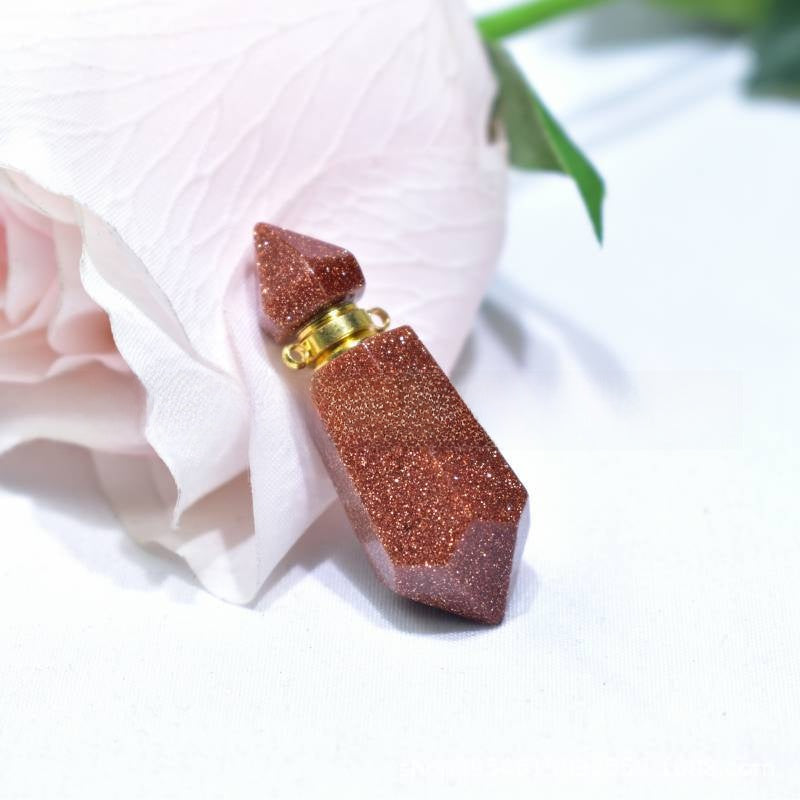 Natural Crystal Hexagonal Perfume Bottle Pendant