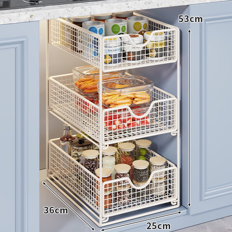 Pull-Out Under-Sink Cabinet Storage Organizer Multi-Layer Sliding Basket