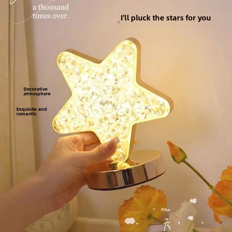 Rechargeable Touch Control Table Lamp with Crystal Design