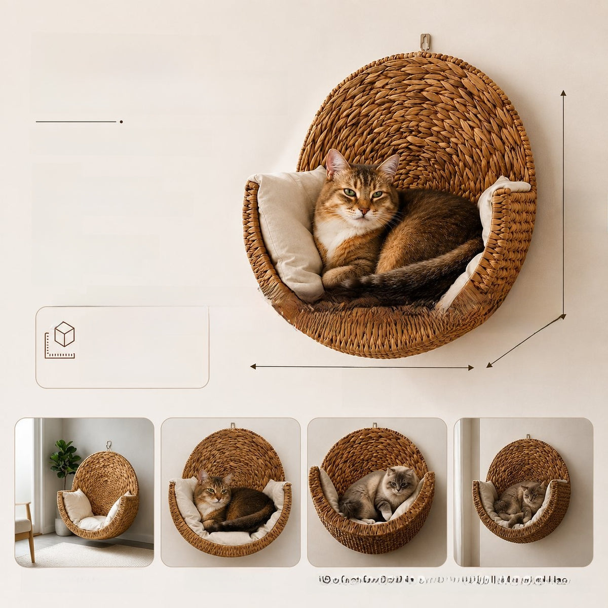 Handwoven Hanging Cat Bed Cozy Suspended Nest