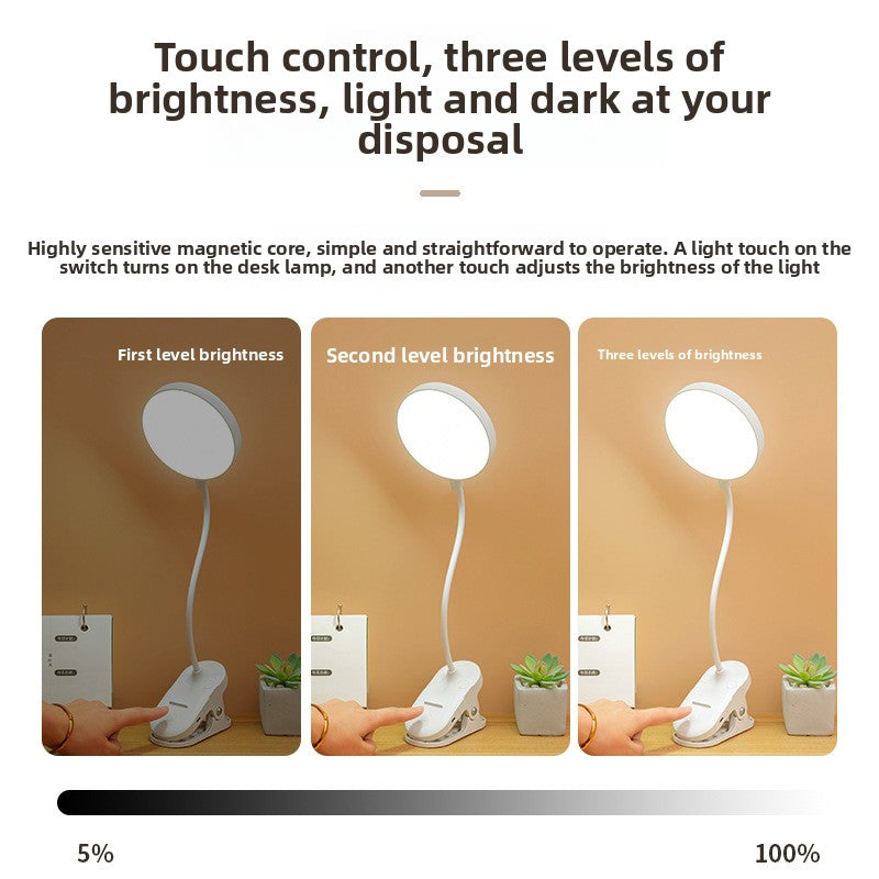 Rechargeable Clip LED Desk Lamp with Stepless Dimming