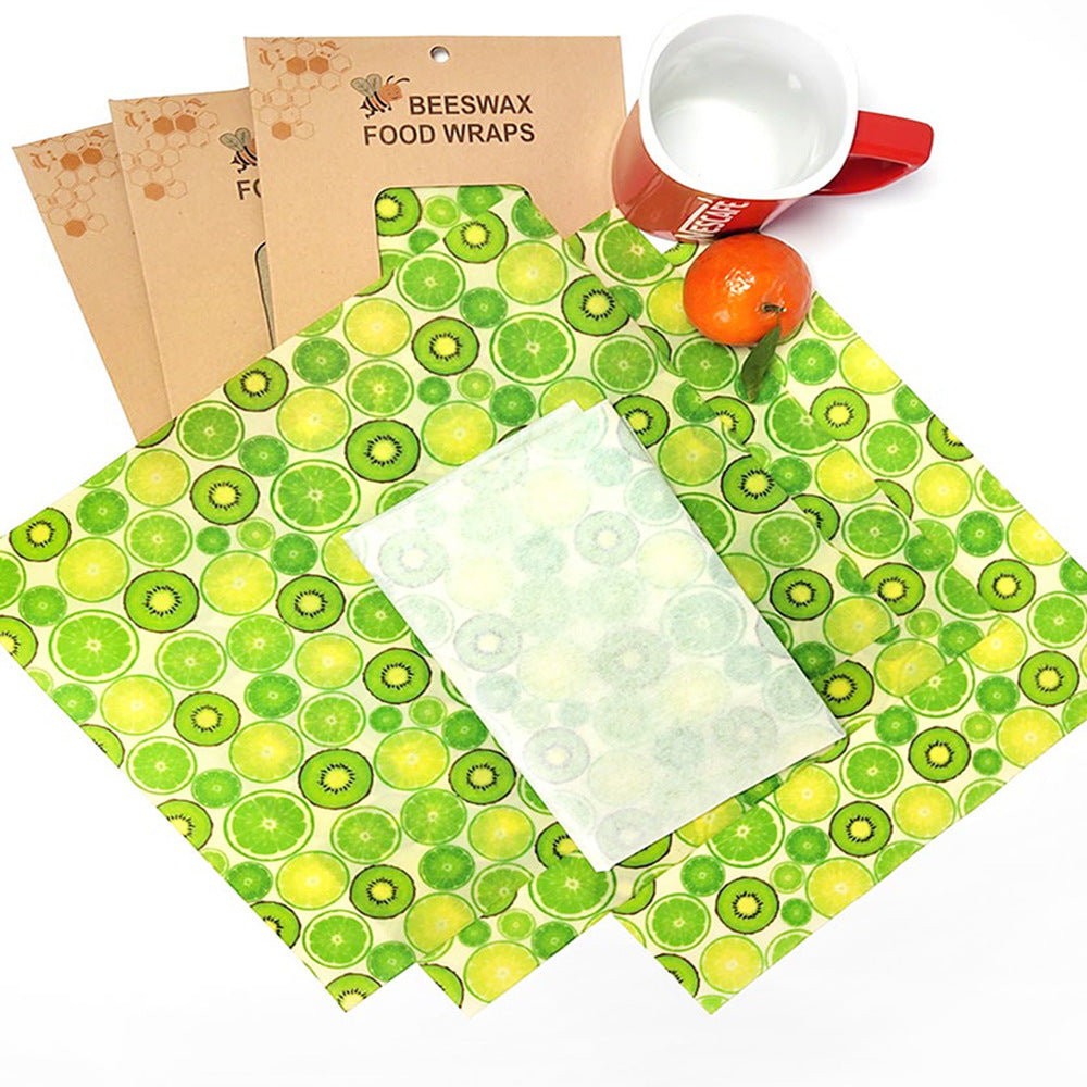 Three-piece pack of beeswax food wrap