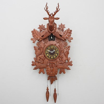Solid Wood Reindeer Head Cuckoo Wall Clock