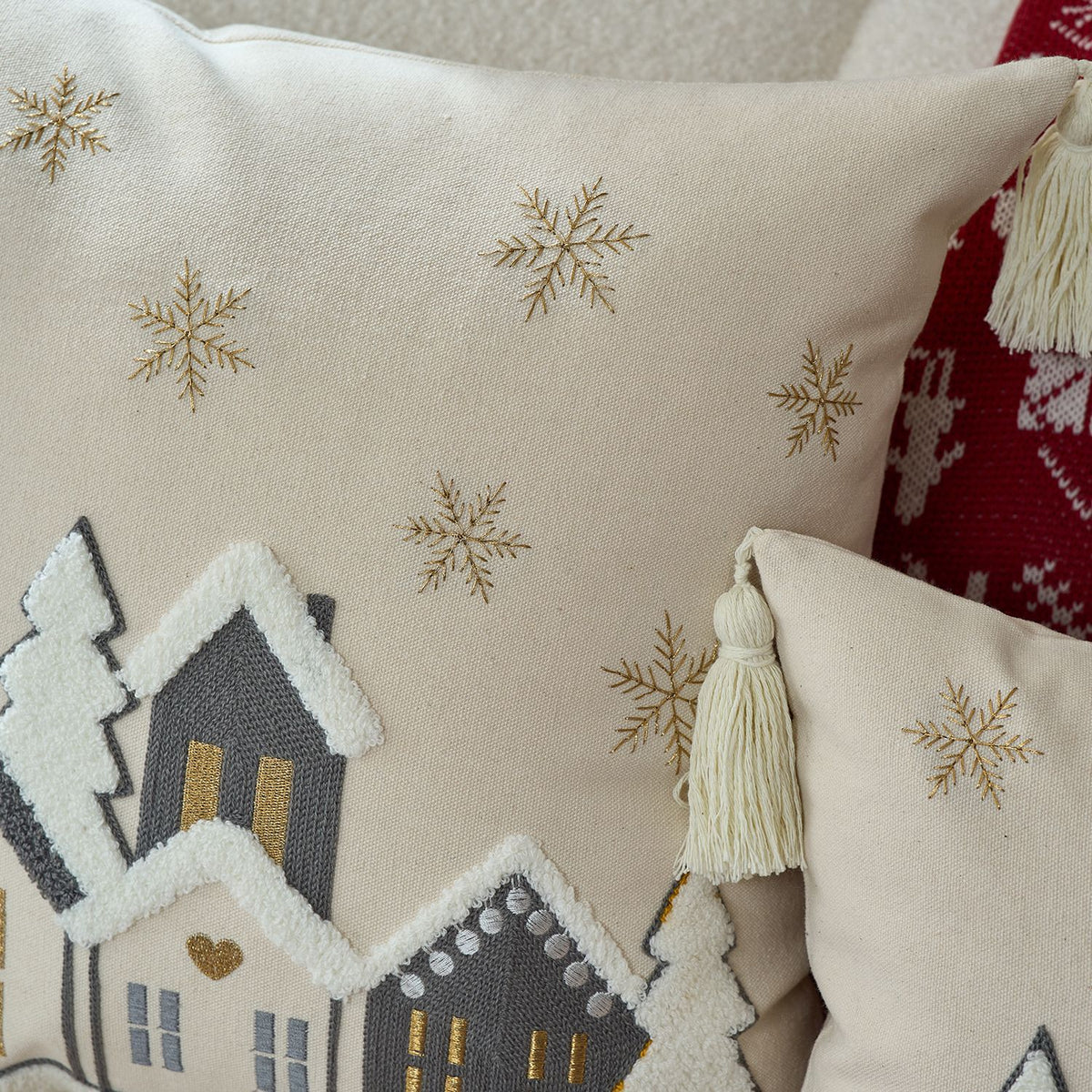 Christmas Embroidered Cushion Cover