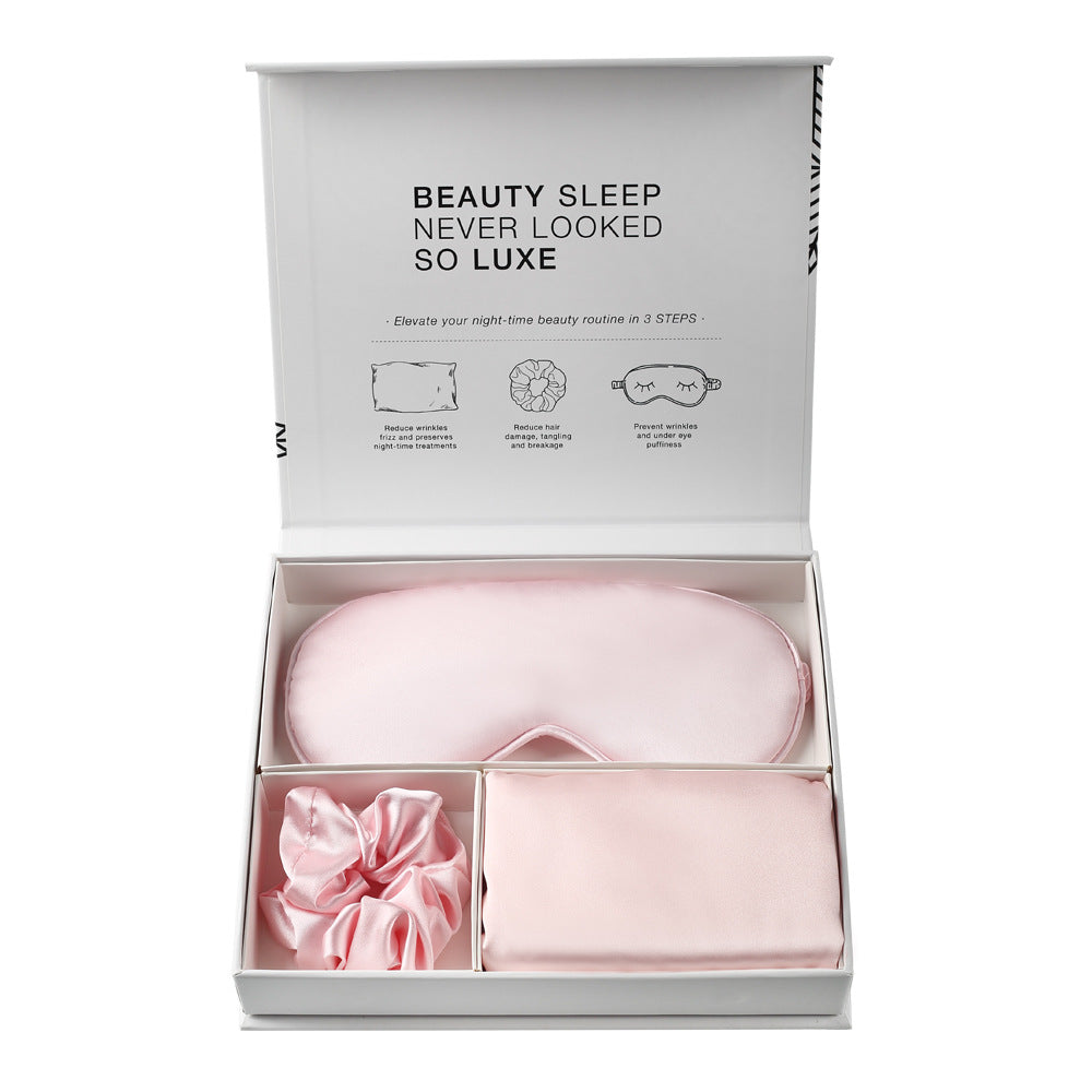Satin Imitation Silk 3-Piece Sleep Set Eye Mask