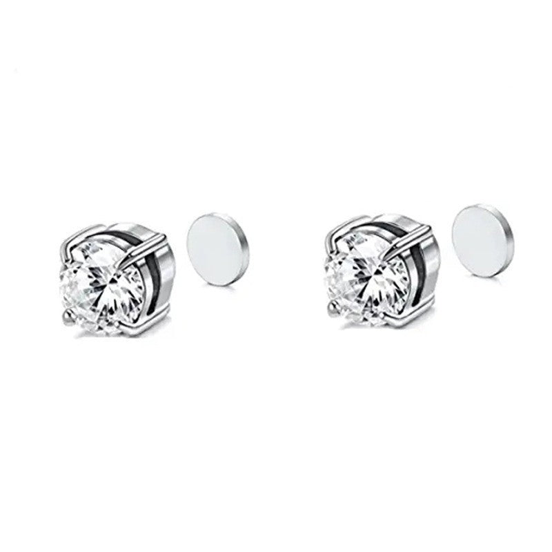 Unisex Magnetic Zircon Ear Clips Non Pierced Stud Earrings