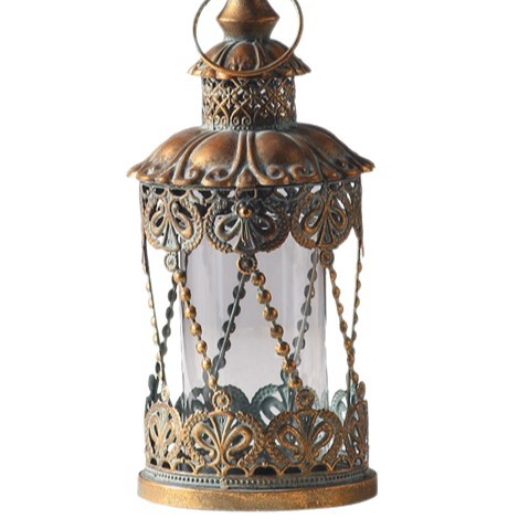 European Vintage Metal Glass Candle Holder