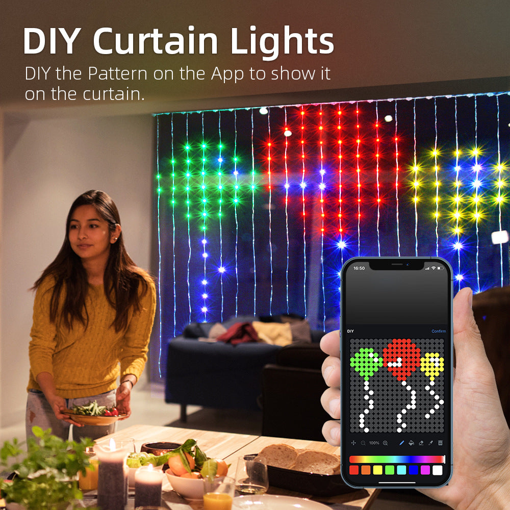 Smart RGB Colorful Graffiti Curtain Lights