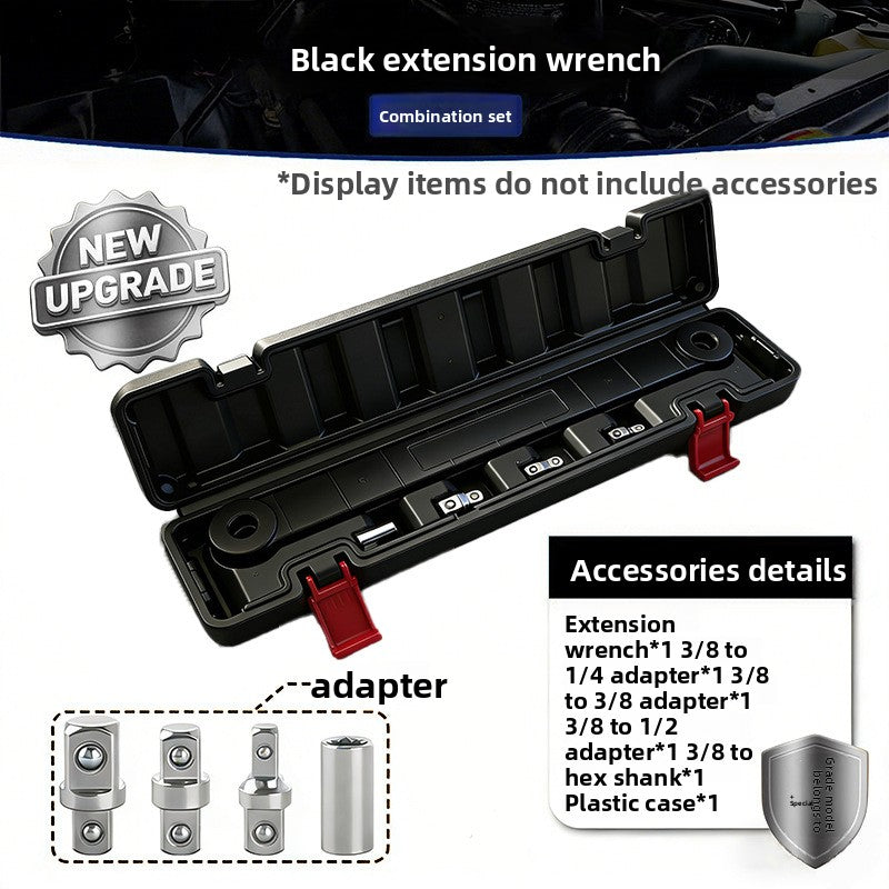 Adjustable Extension Ratchet Wrench Set with 4 Adapters, Reinforced Nylon, Electroplated