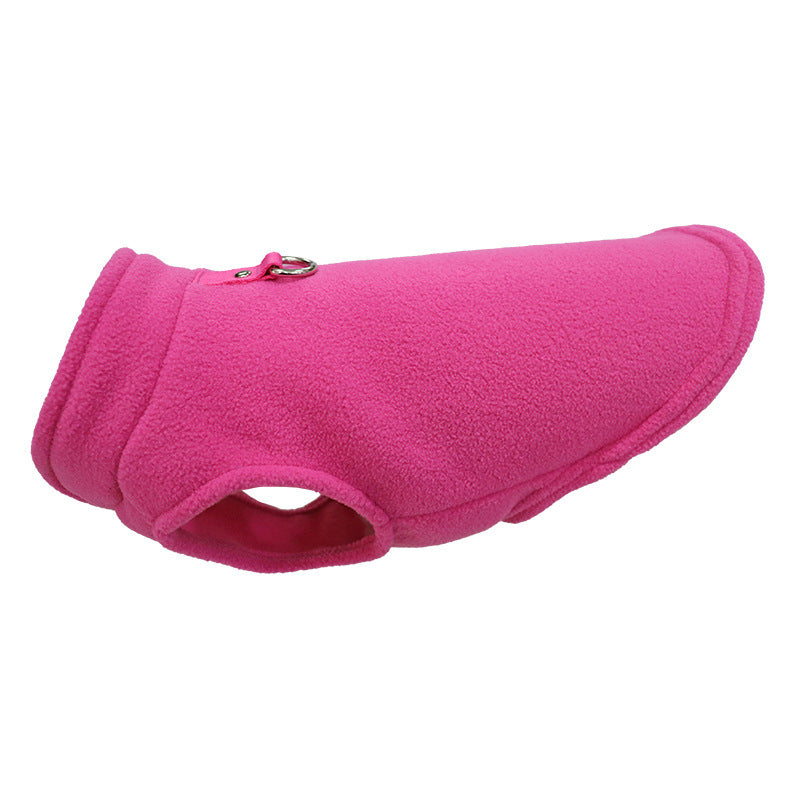 Pet Dog Cat Solid Color Outdoor Traction Fleece Vest