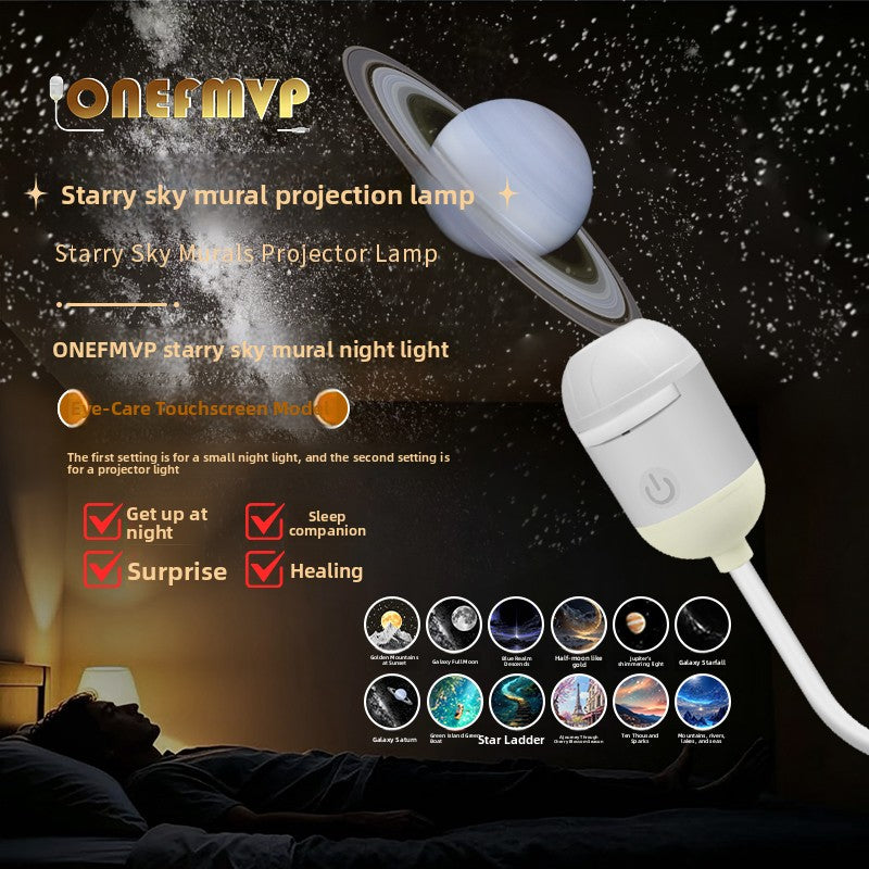 Night light with star projection lamp
