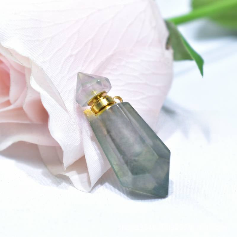 Natural Crystal Hexagonal Perfume Bottle Pendant