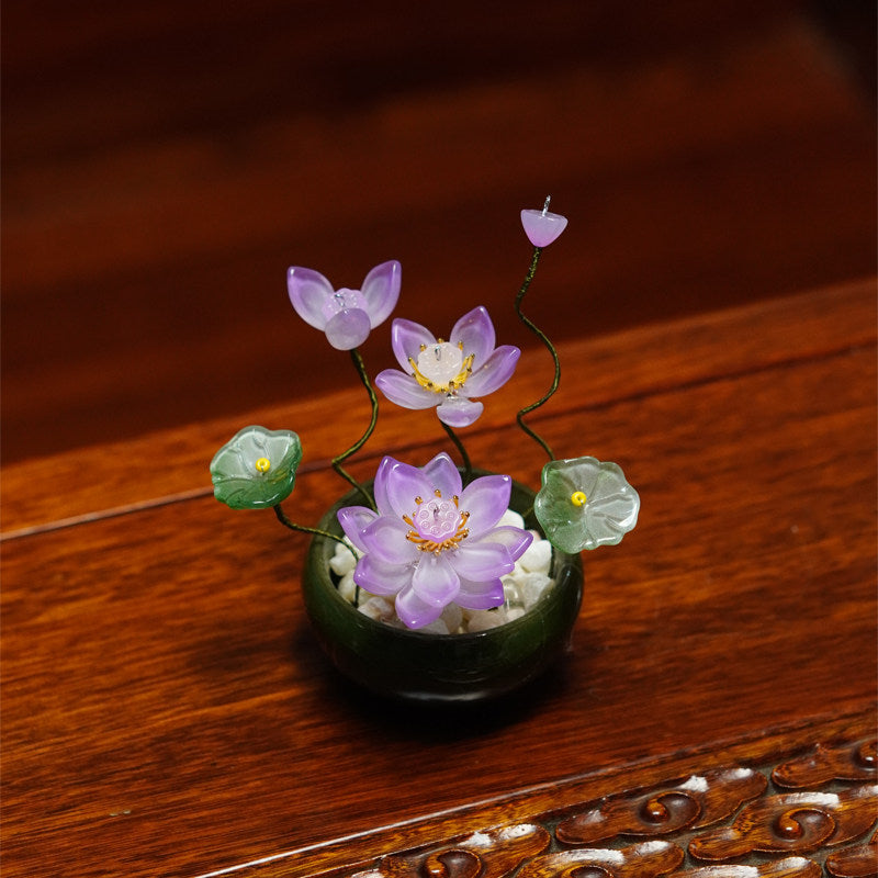 Glazed Petal Ceramic Flower Pot Ornaments