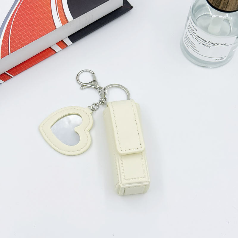 Portable Leather Lipstick Holder Keychain