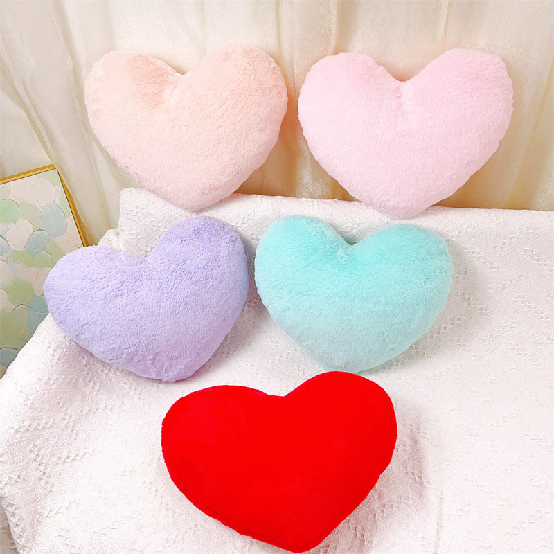 Creative heart-shaped faux rabbit fur throw pillow cushion