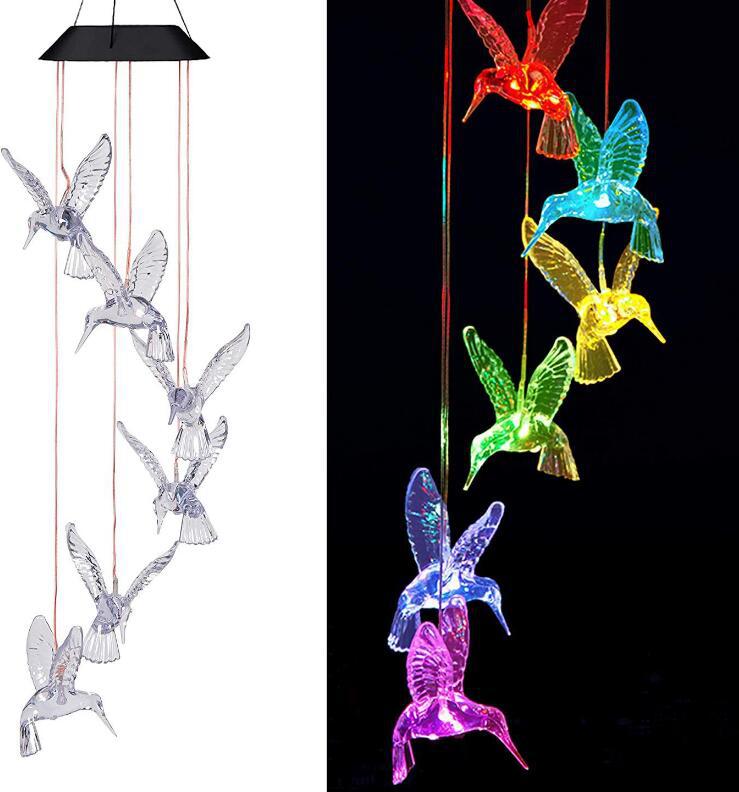 Solar butterfly wind chime lamp
