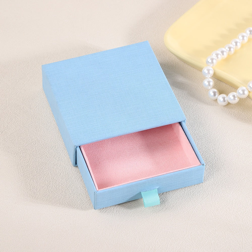 Solid Color Drawer Jewelry Storage Box with Velvet Lining for Earrings Rings Necklaces
