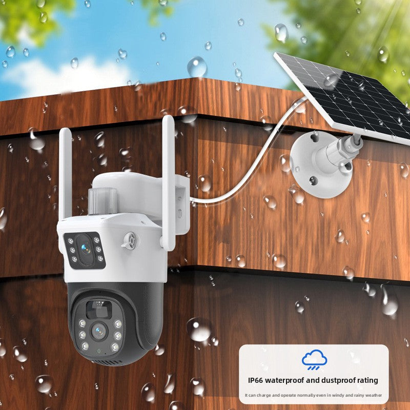 4G WiFi Solar Security Camera with Dual Lens Full-Color Night Vision Motion Detection
