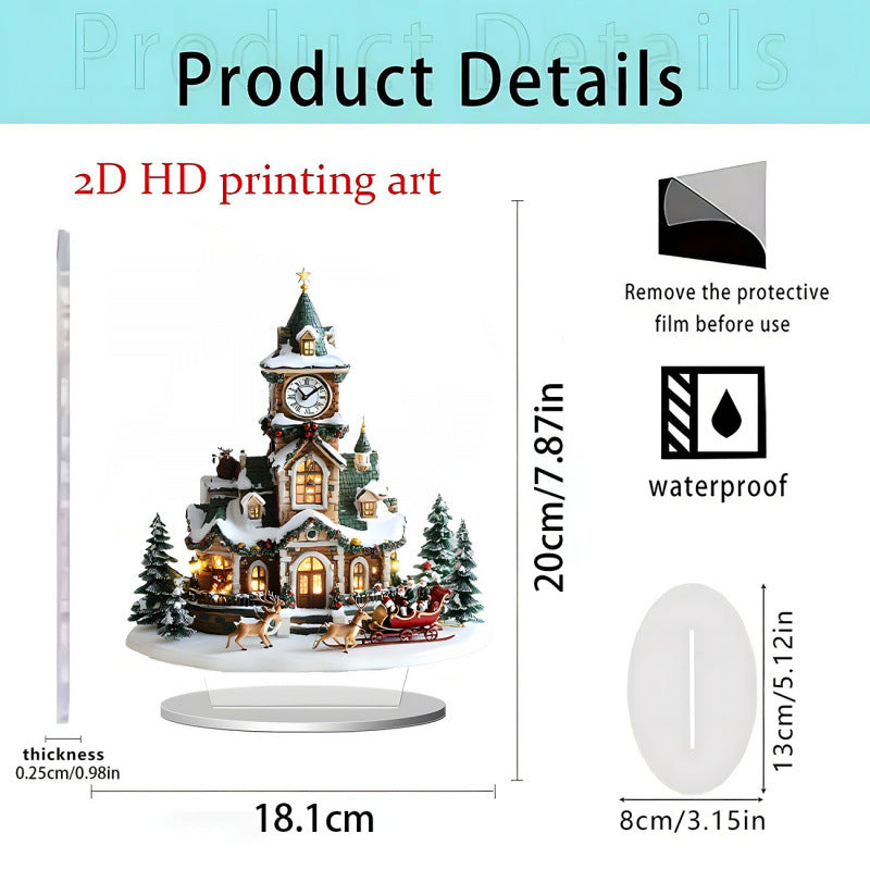 Christmas Carousel 2D Acrylic Stand Holiday Ornament Home Decoration