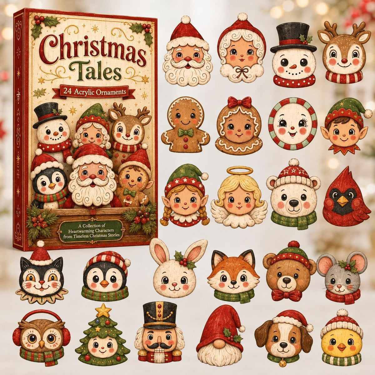 Christmas Advent Calendar Acrylic Blind Box Decoration Collectible Toy