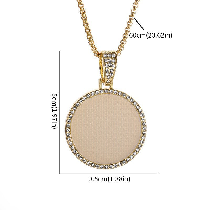 Round Wings Photo Frame Mirror Pendant Necklace