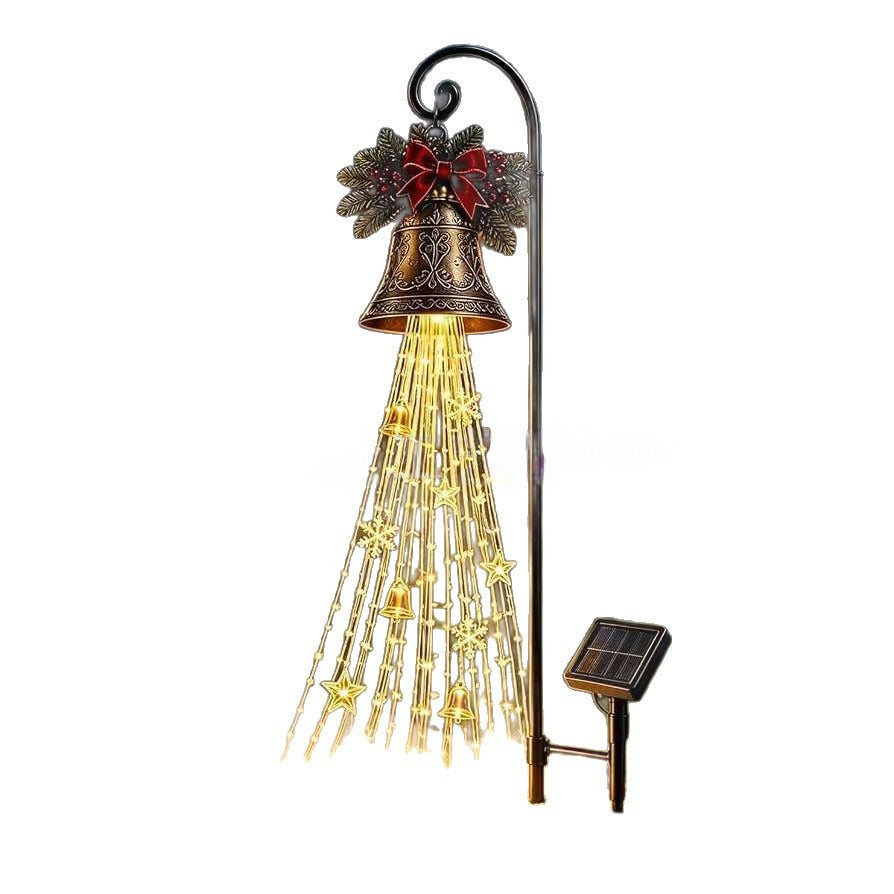 Christmas Bell Cascade Solar Yard Light Bell Waterfall Lamp