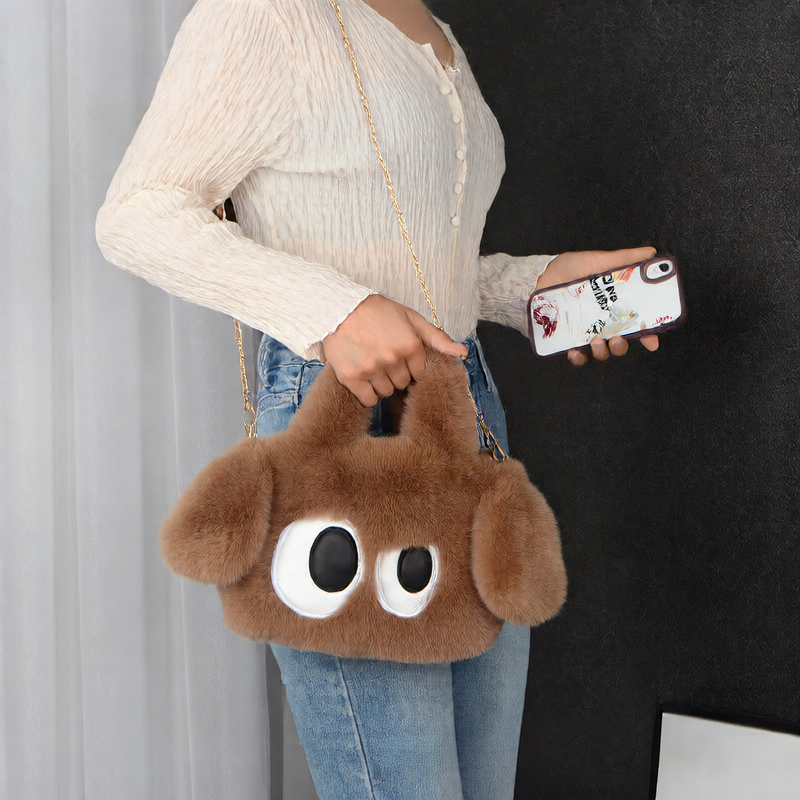Big-eyed puppy plush bag for women
