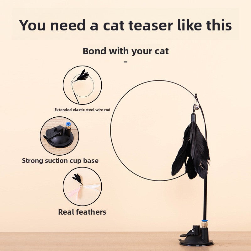 Interactive Cat Teaser Stick with Feather Head