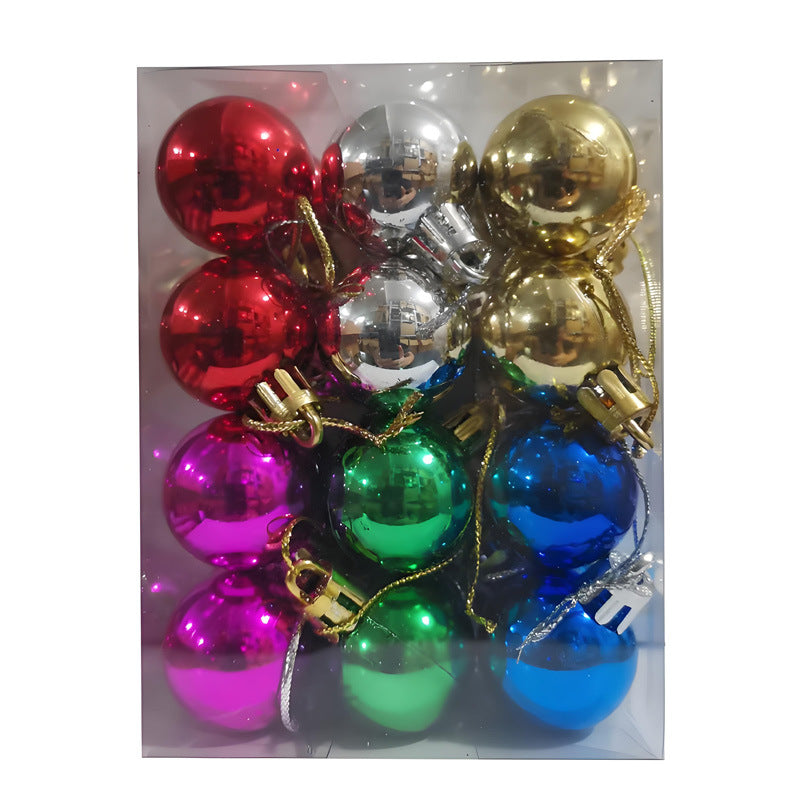 24 Pack 3cm Plastic Christmas Tree Hanging Decoration Balls Electroplated Matte Ornaments