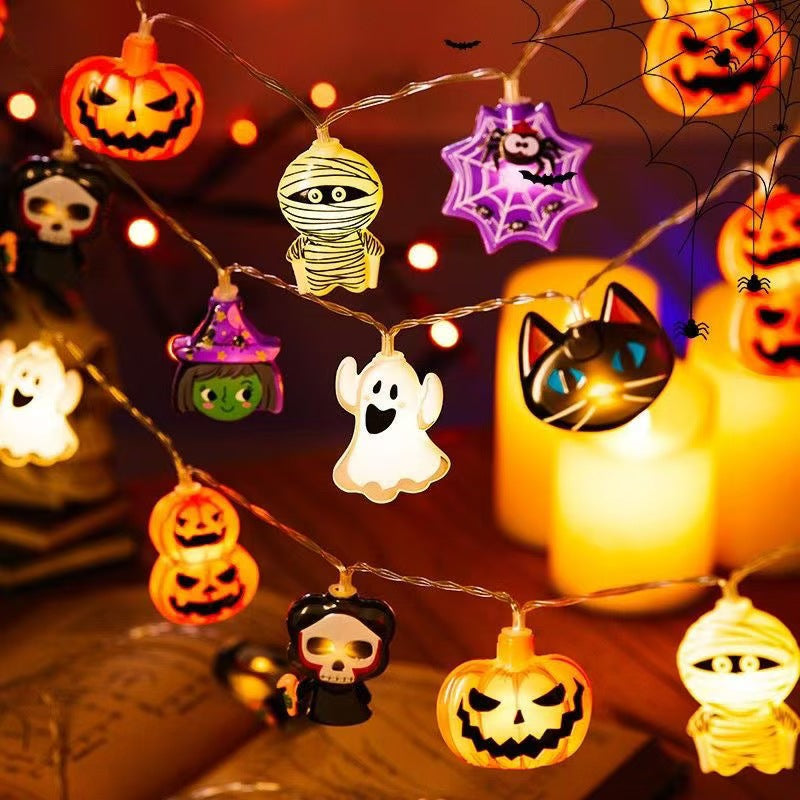LED Halloween String Lights Pumpkin Ghost Spider Decorative Lighting