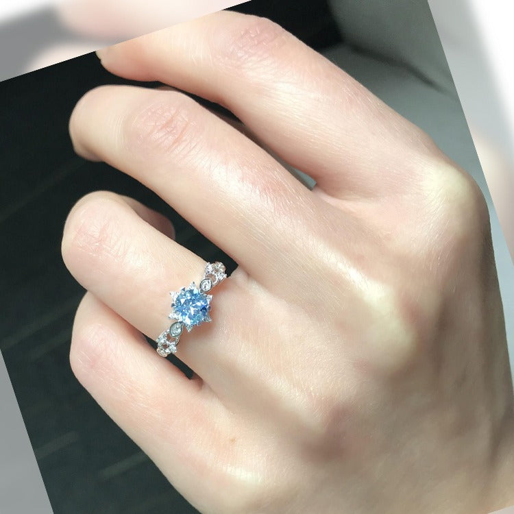 Santa Maria Aquamarine Adjustable Snowflake Ring