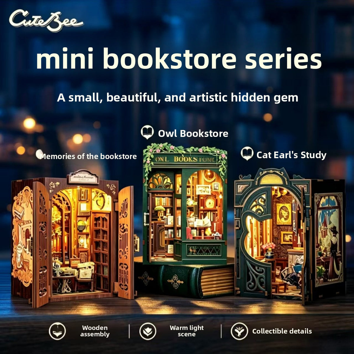 Handmade Miniature Bookstore DIY Bookends
