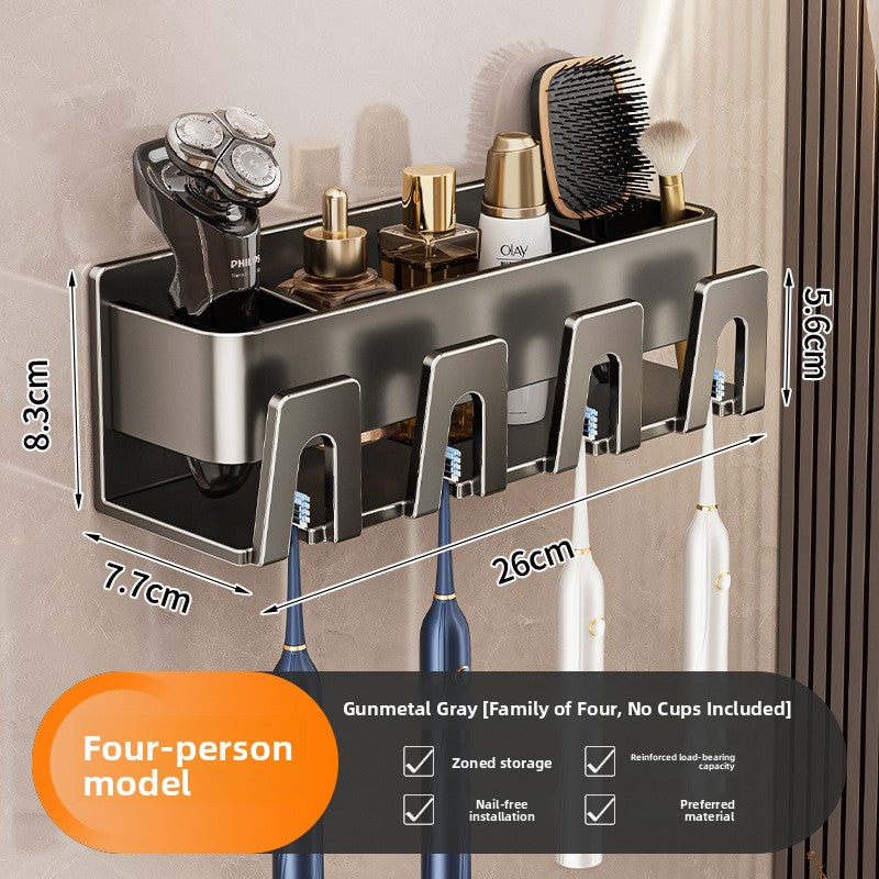 Toothbrush holder, wall-mounted without drilling holes