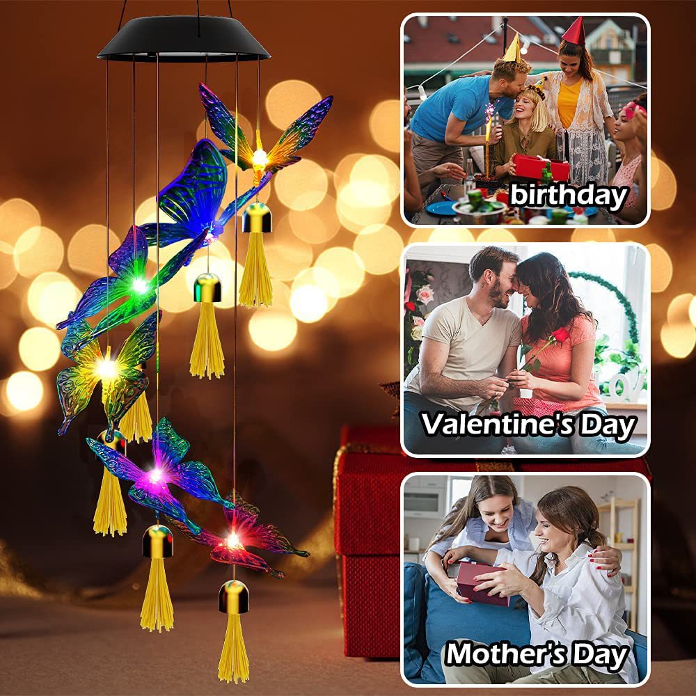 Solar butterfly wind chime lamp