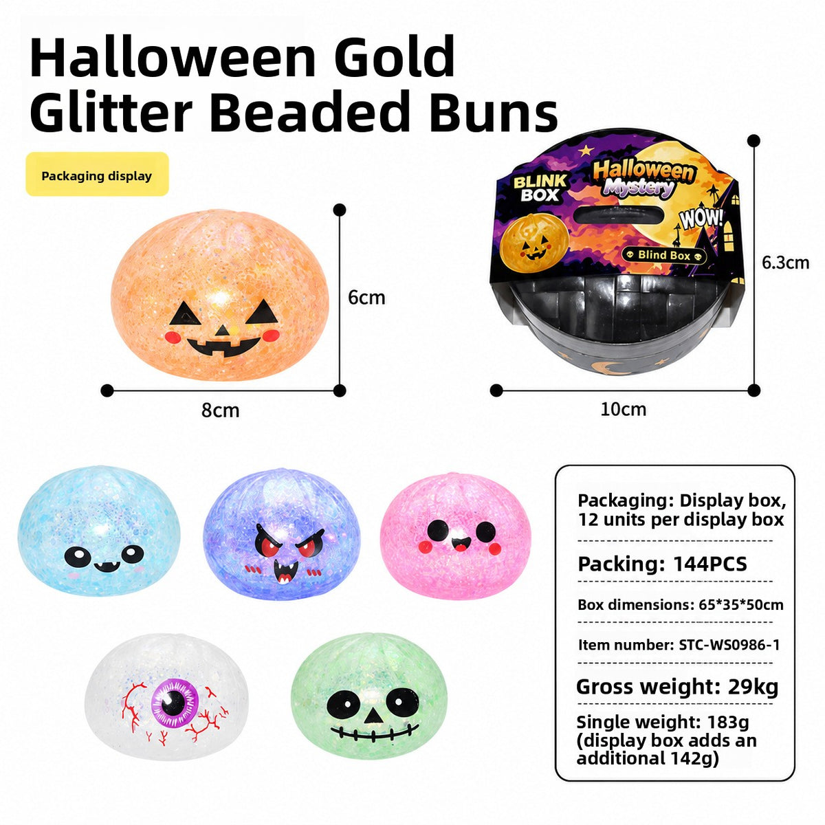 Halloween Christmas Squeeze Toy Bun Glow in The Dark Stress Relief Novelty