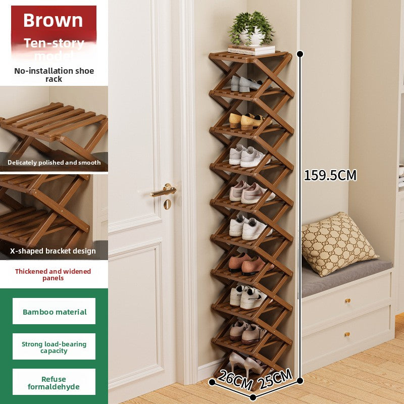 Foldable Bamboo Shoe Rack