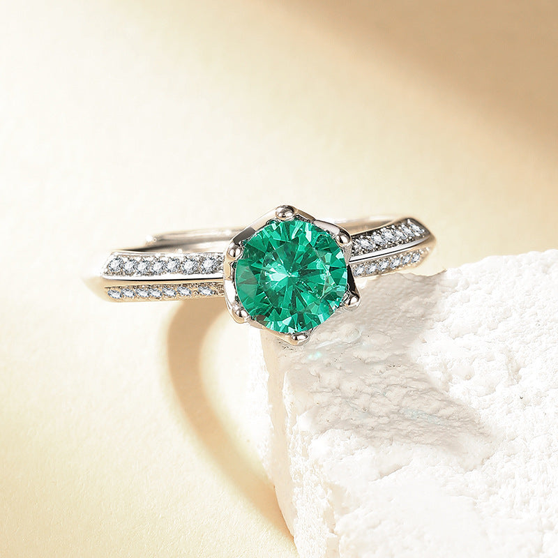 Six-Claw Simulated Diamond Ring