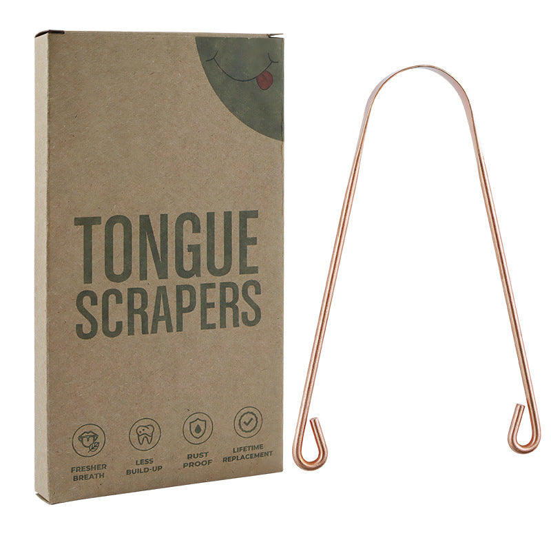 Pure Copper Tongue Cleaner U-Shaped Scraper Oral Care Tool