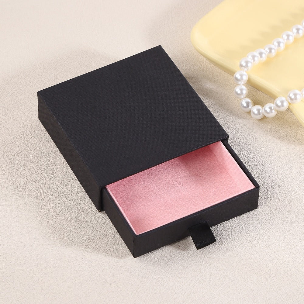 Solid Color Drawer Jewelry Storage Box with Velvet Lining for Earrings Rings Necklaces
