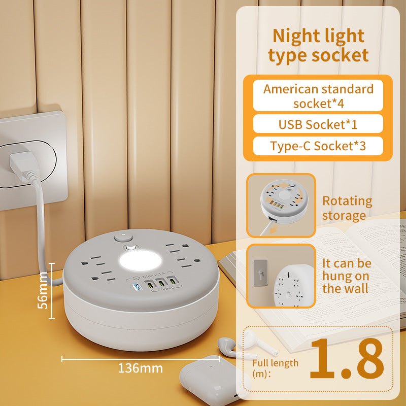 Smart multi-functional power strip night light