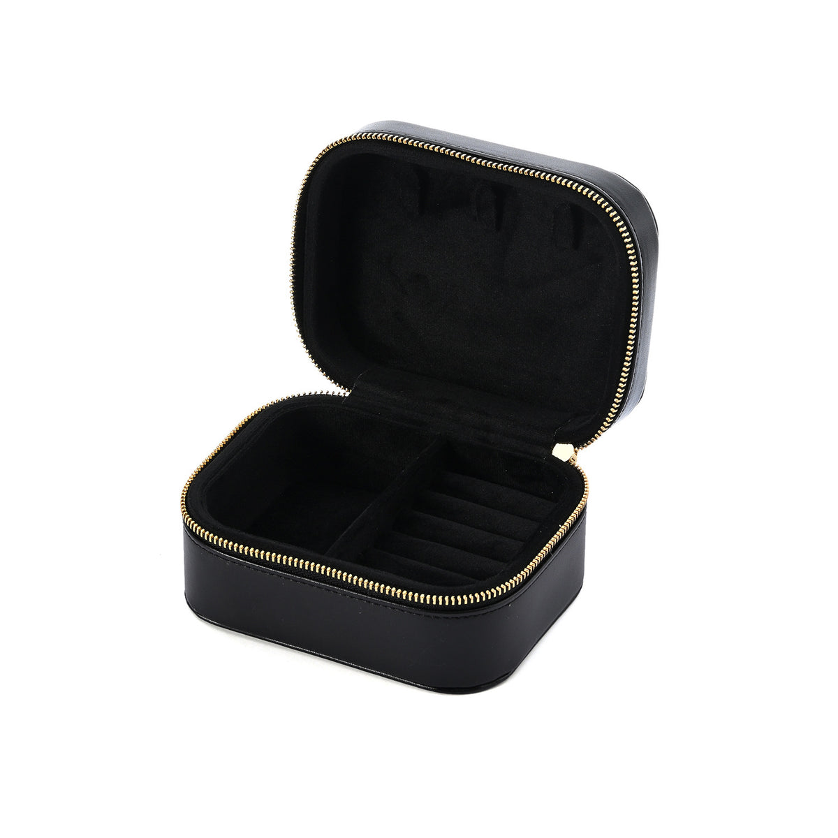 Portable PU Leather Zipper Jewelry Storage Box