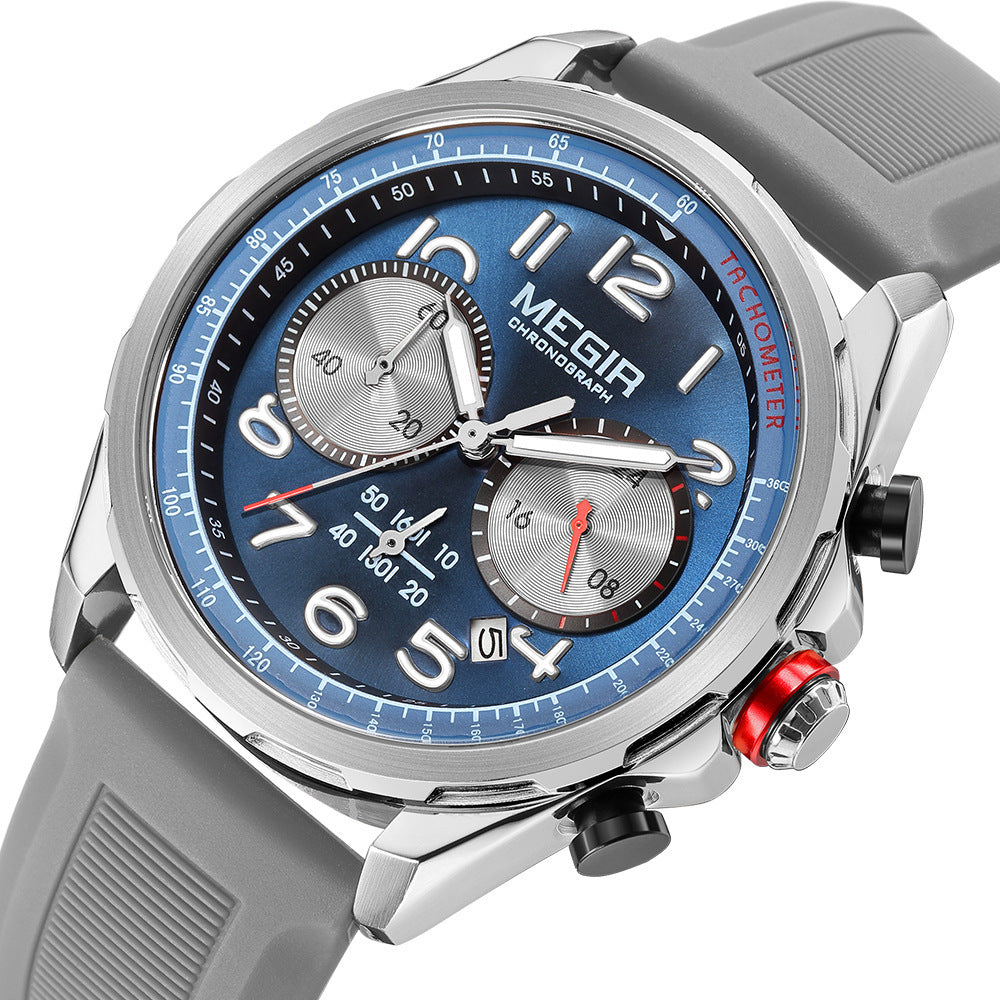 Men's Sport Chronograph Watch with Silicone Strap