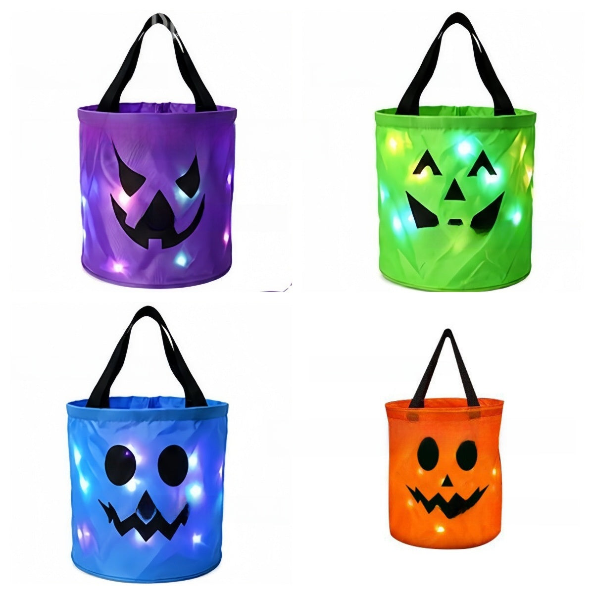 Halloween Glowing Pumpkin Candy Bucket with LED Lights