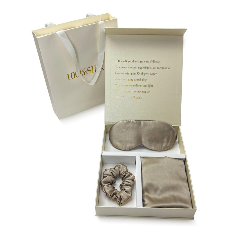 Silk pillowcase, eye mask, hair band