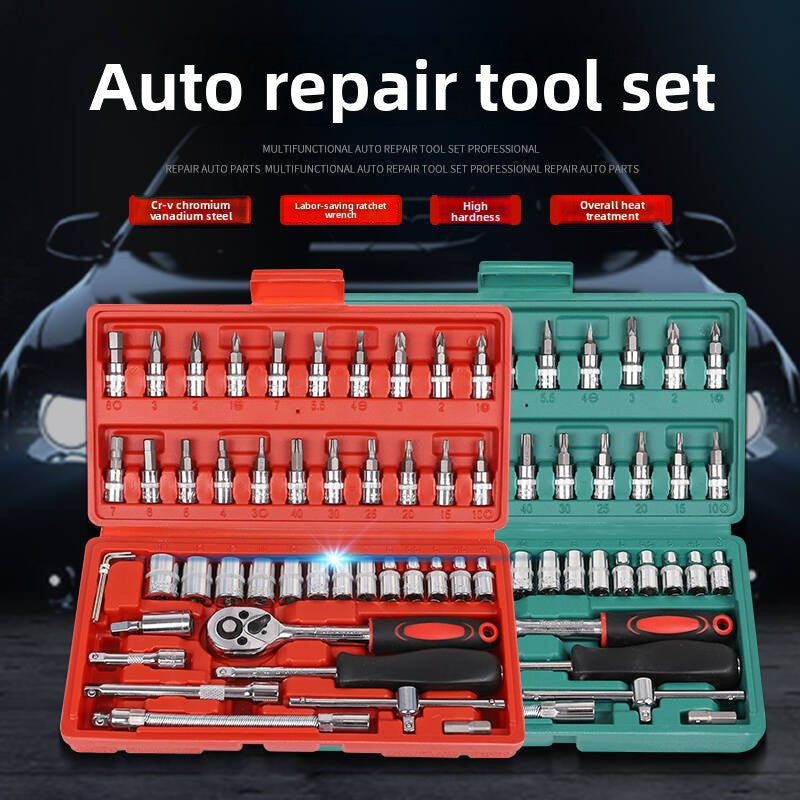 6-piece auto repair combination ratchet wrench toolbox
