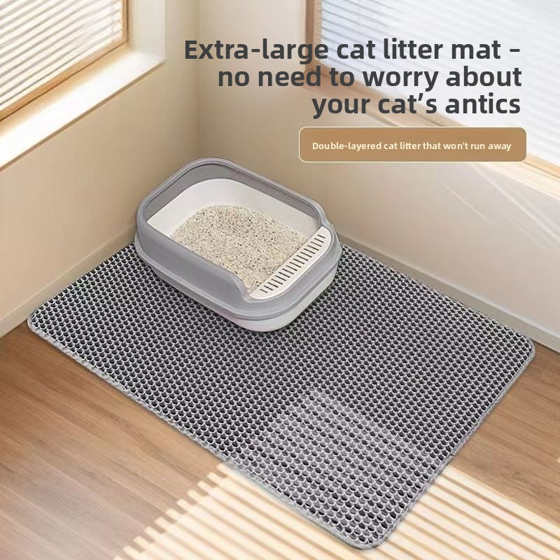 Double-layer cat litter tray mat