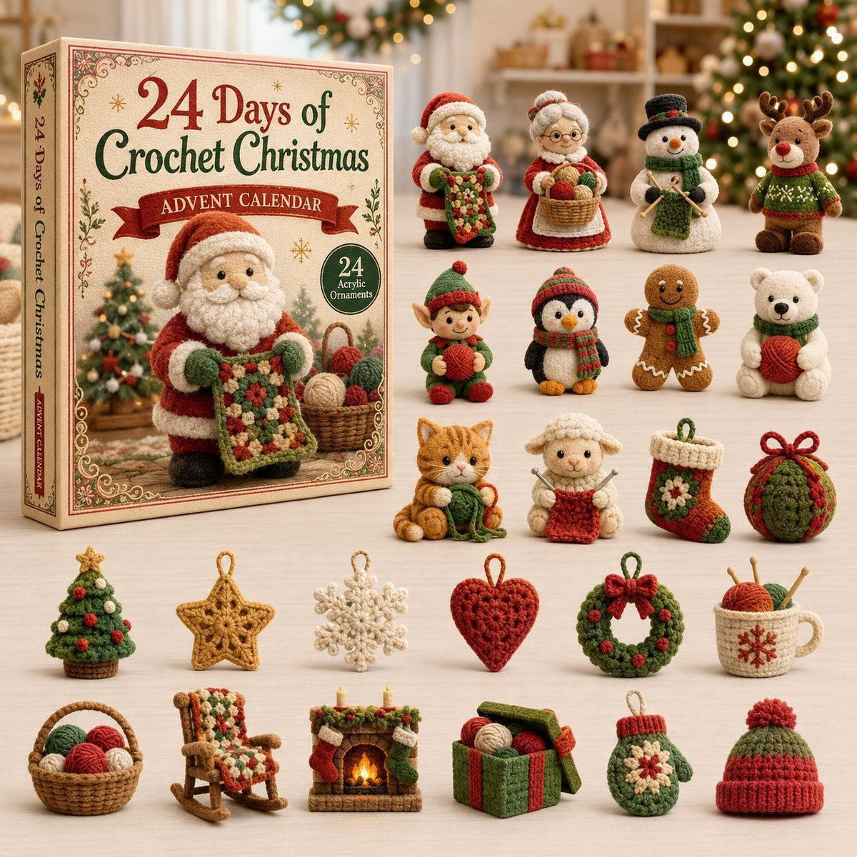 Christmas Advent Calendar Acrylic Blind Box Decoration Collectible Toy