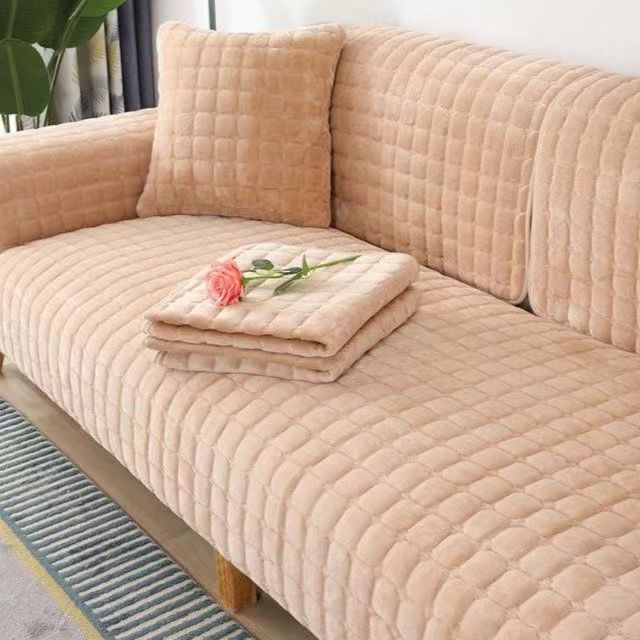 Simple Winter Plush Non-Slip Fabric Sofa Cover Thickened Flannel Sofa Cushion