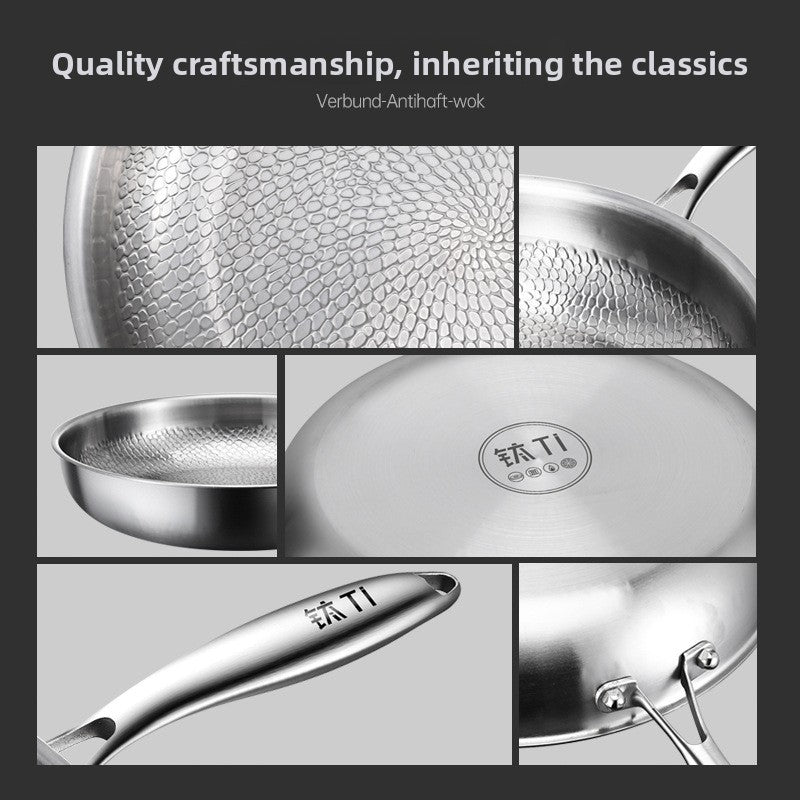 Pure Titanium Non-Stick Frying Pan with Hammer Pattern