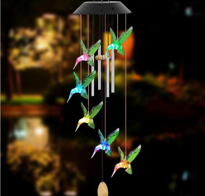 Solar butterfly wind chime lamp